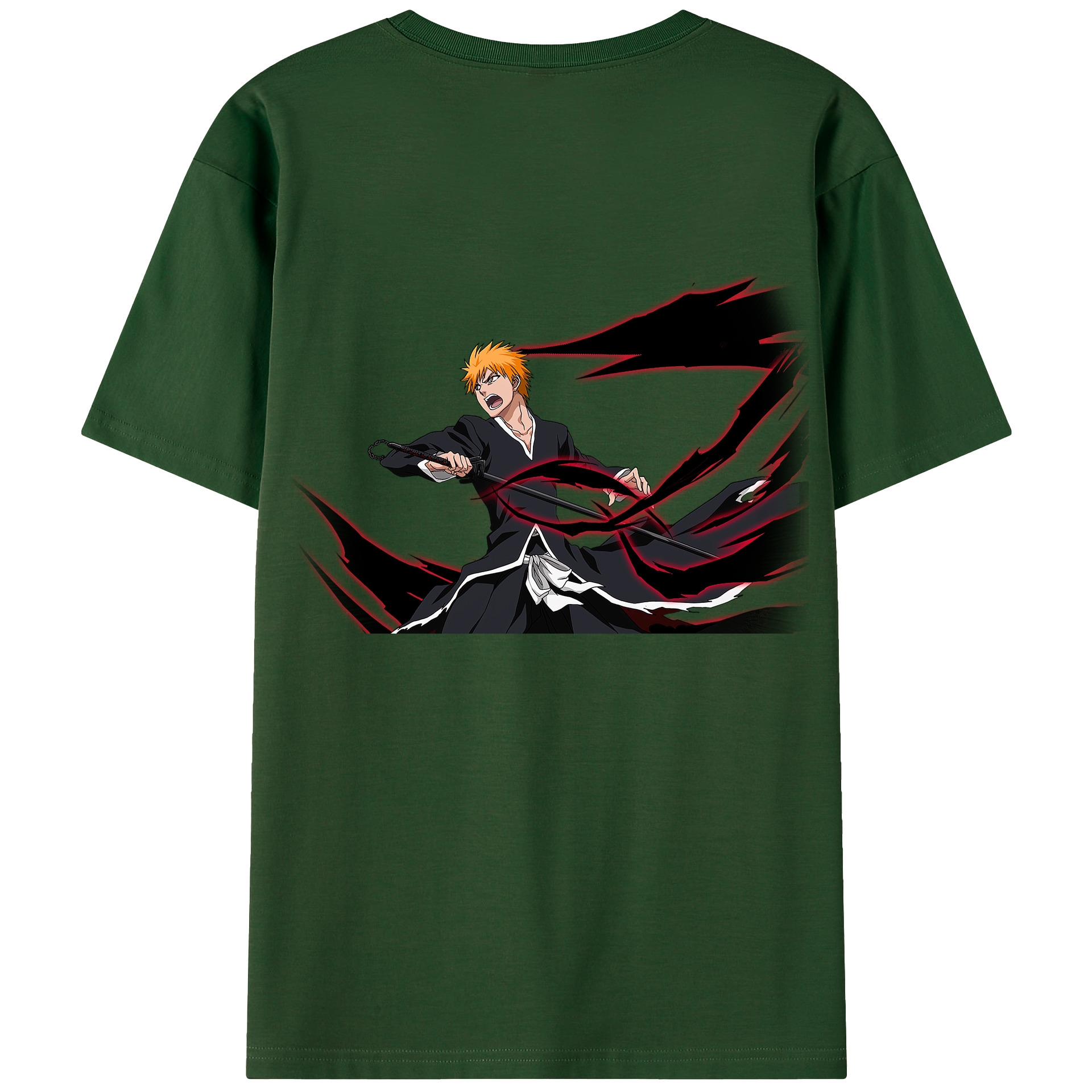 （画像用） ブリーチ 黒崎一護（くろさき いちご）BLEACH Kurosaki Ichigo 綿100％半袖Tシャツ（背面プリント）